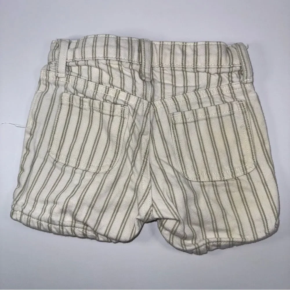 Old Navy High-Waisted striped Jean Shorts Cream and Green